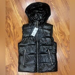 New w tags Mens Black Hooded Vest Jacket